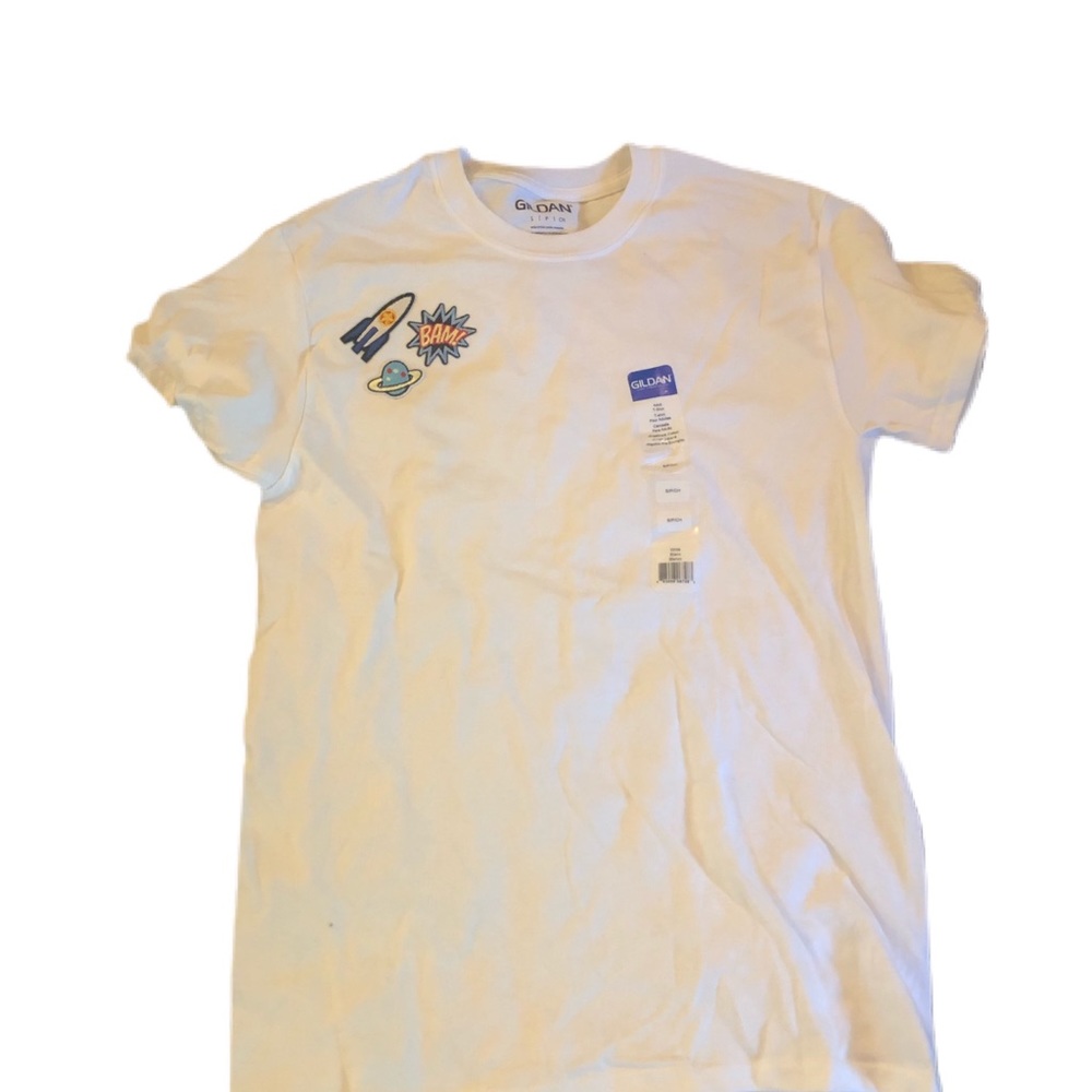 Small ladies t-shirt with space rocket patches NWT